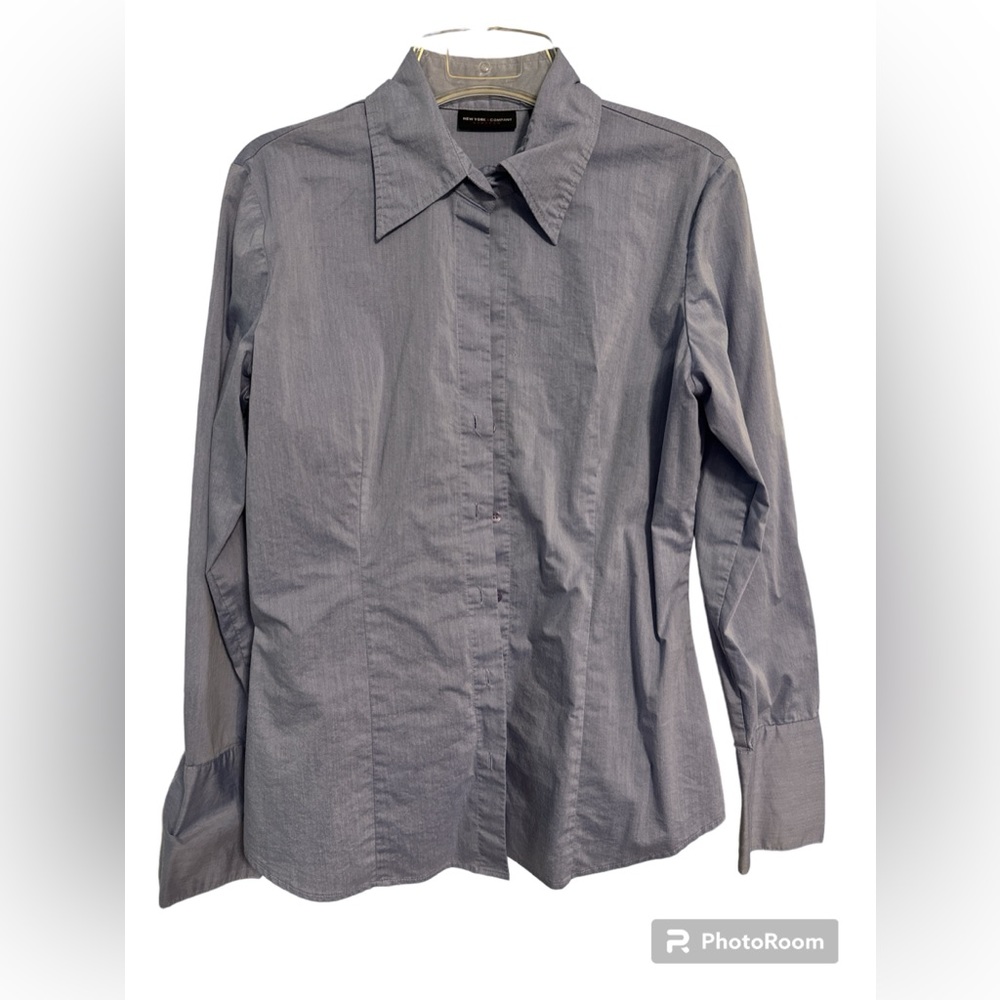 Denim Blue New York & Company Blouse. Size Medium.